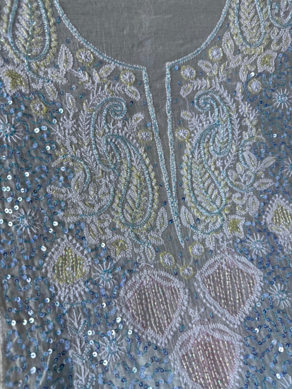 Pure Mul Chanderi Chikankari Handwork Anarkali Set with Embellishments (Dyeable in any Colour)