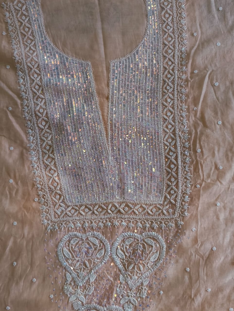 Pure Mul Chanderi Chikankari Handwork with Pearl and Kutdana embellishments Kurta and Dupatta Set (Dyeable)