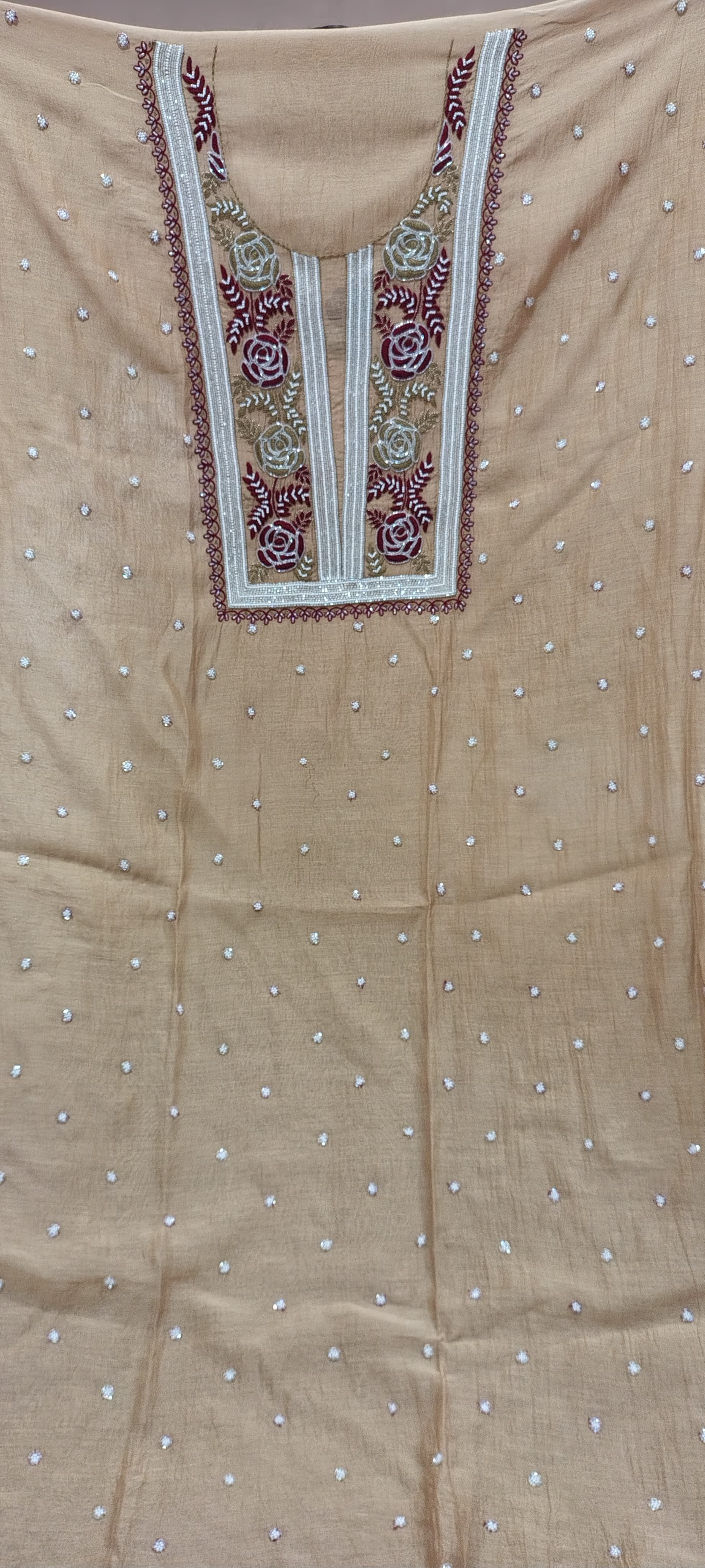 Pure Mul Chanderi Chikankari Handwork with Pearl and Kutdana embellishments Kurta and Dupatta Set (Dyeable)