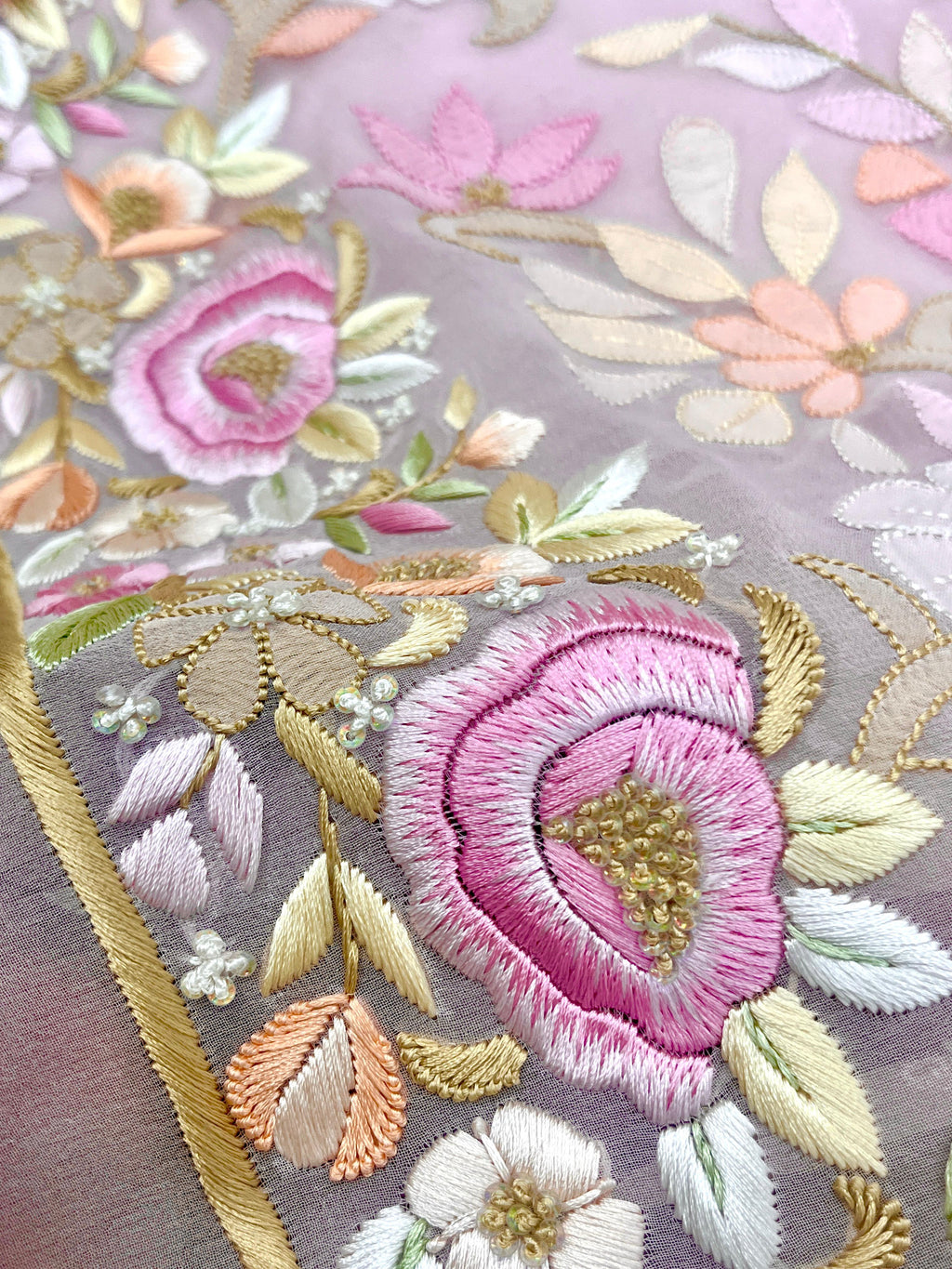 Pure Georgette Parsi Gara Chikankari Handwork (Dyeable)