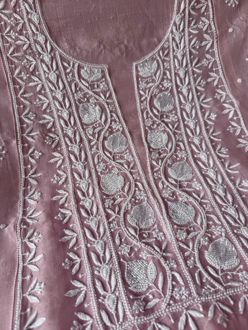 Pure Mul Chanderi Chikankari Handwork Anarkali Set with Embellishments (Dyeable in any Colour)